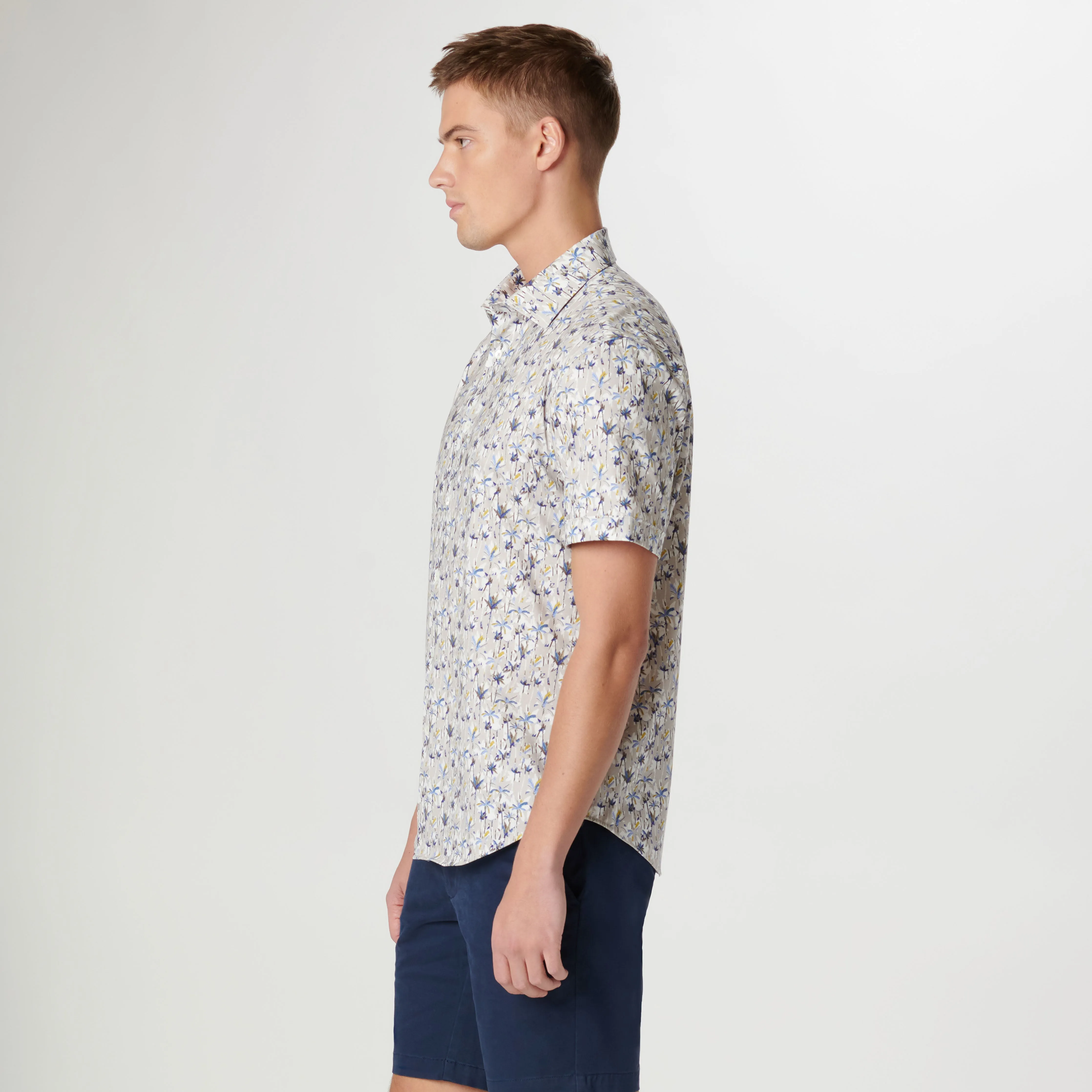 Miles Leaf Print OoohCotton Short Sleeve Shirt