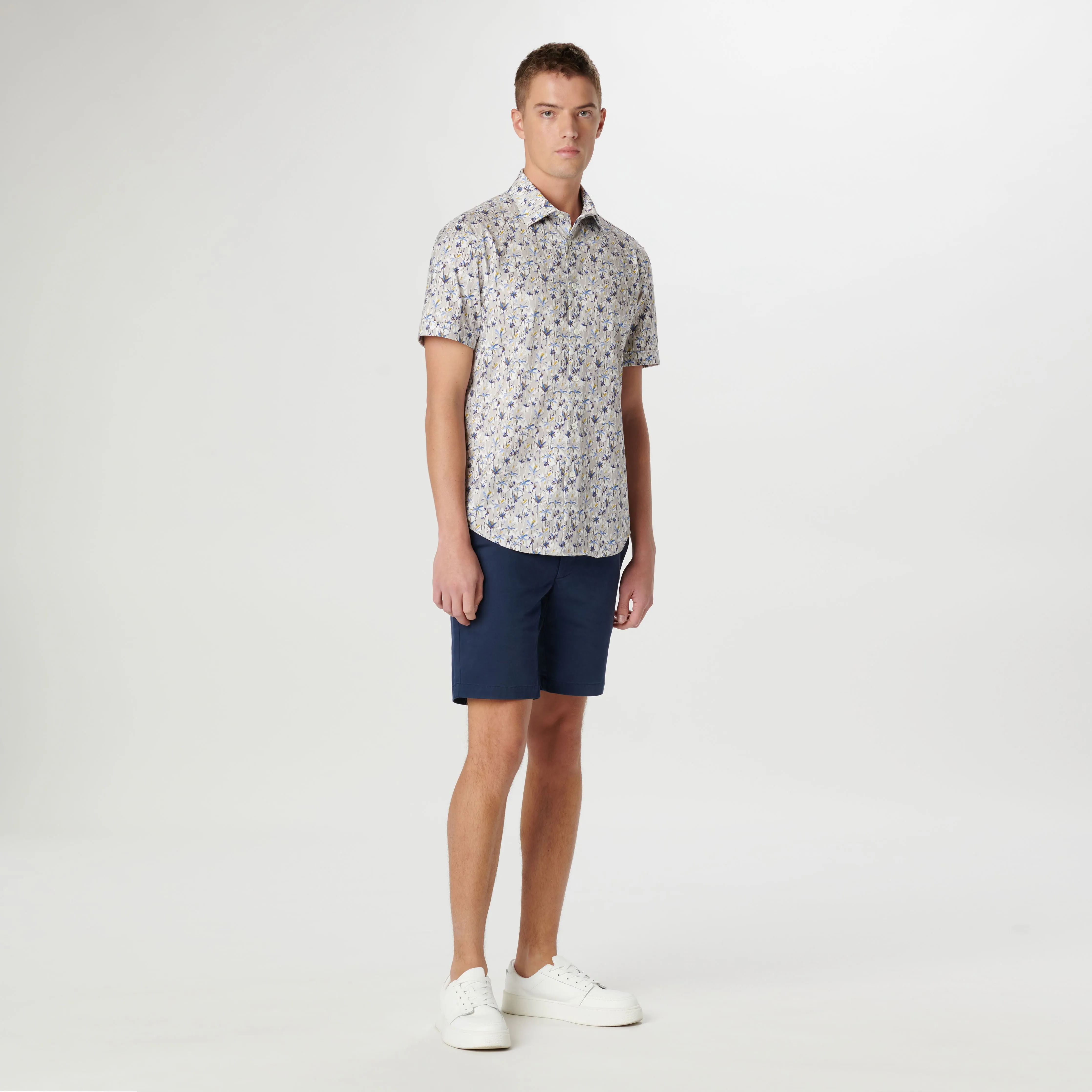Miles Leaf Print OoohCotton Short Sleeve Shirt
