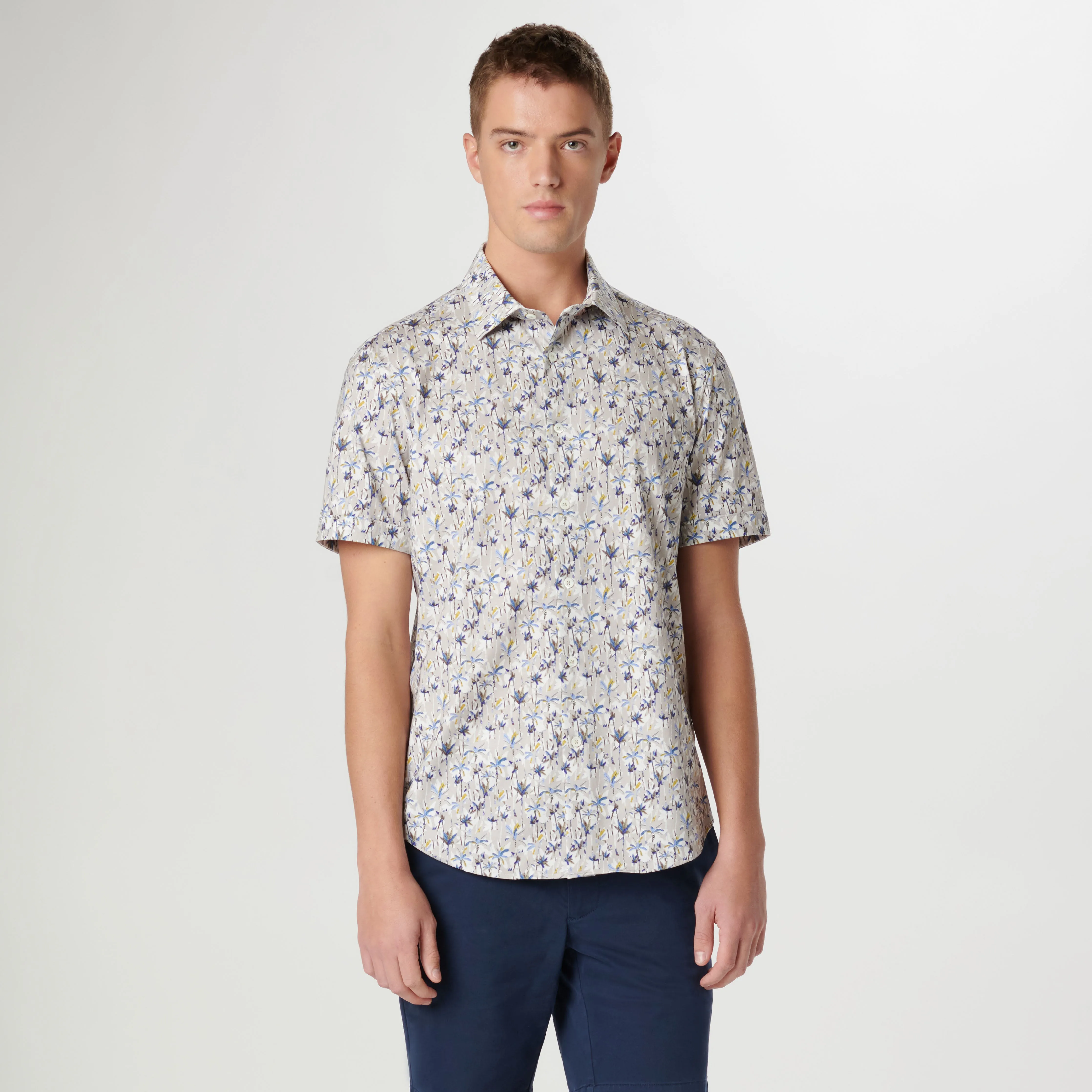 Miles Leaf Print OoohCotton Short Sleeve Shirt