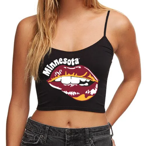 Minnesota Lips Black Spaghetti Tank