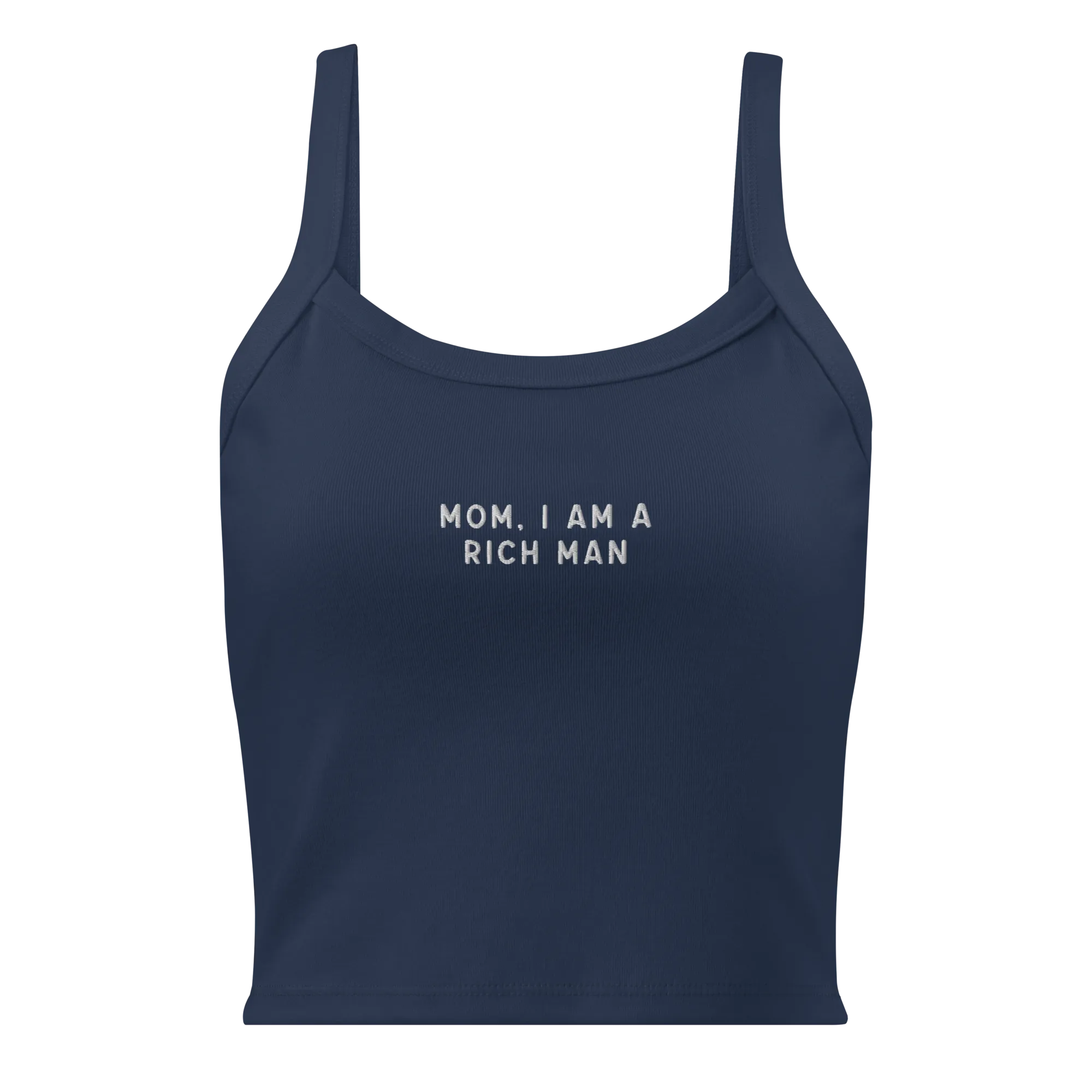Mom, I am a Rich Man Rib Embroidered Tank Top