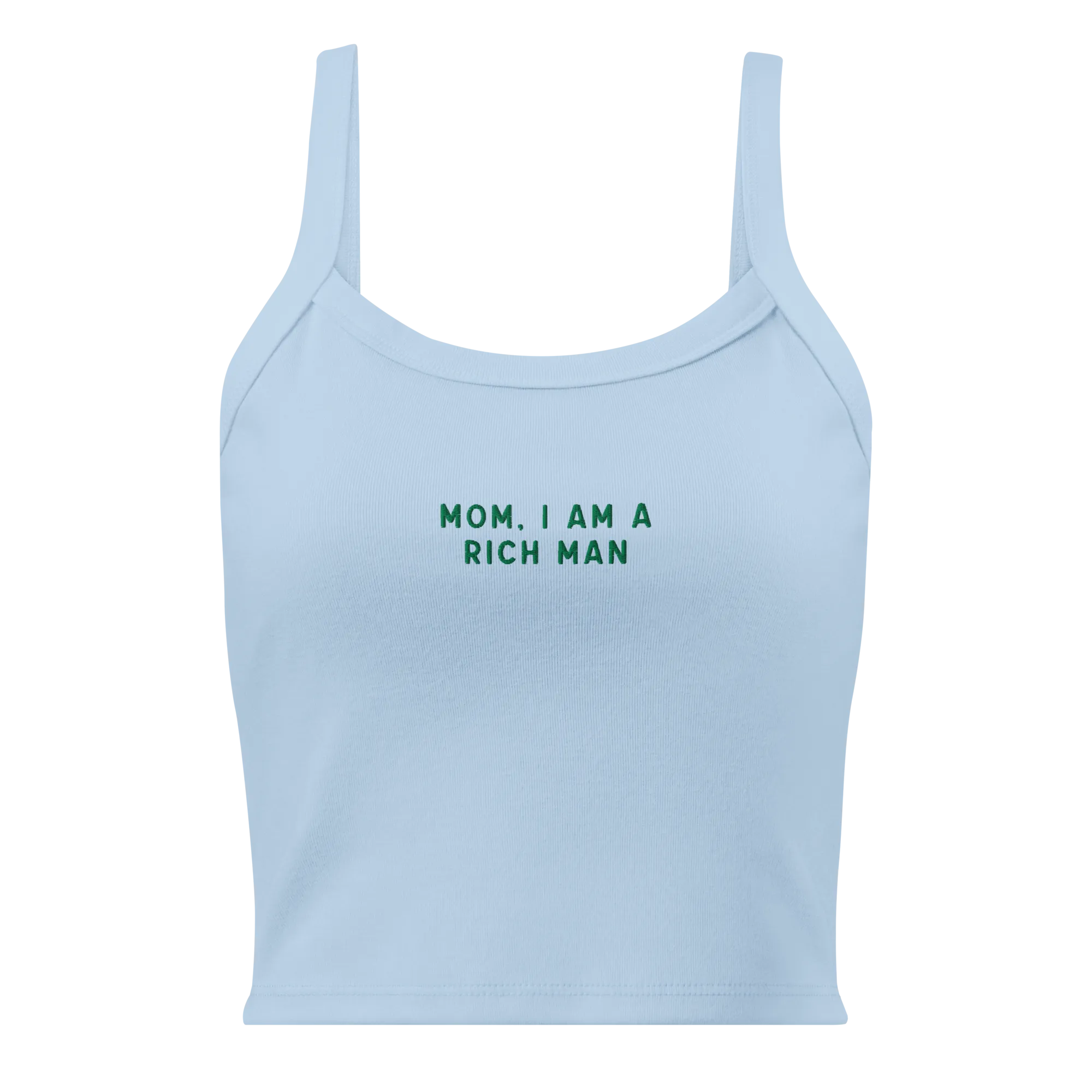 Mom, I am a Rich Man Rib Embroidered Tank Top