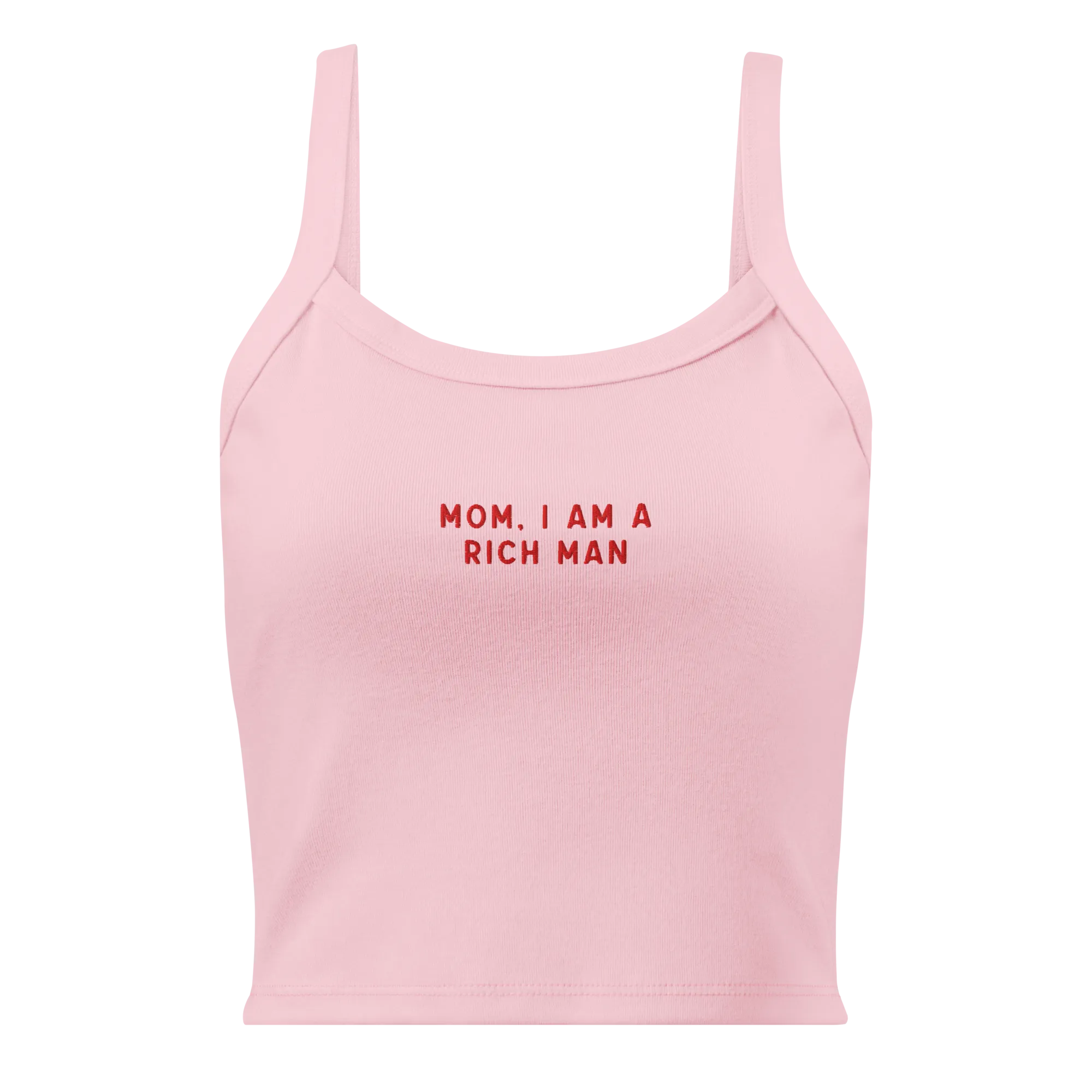 Mom, I am a Rich Man Rib Embroidered Tank Top