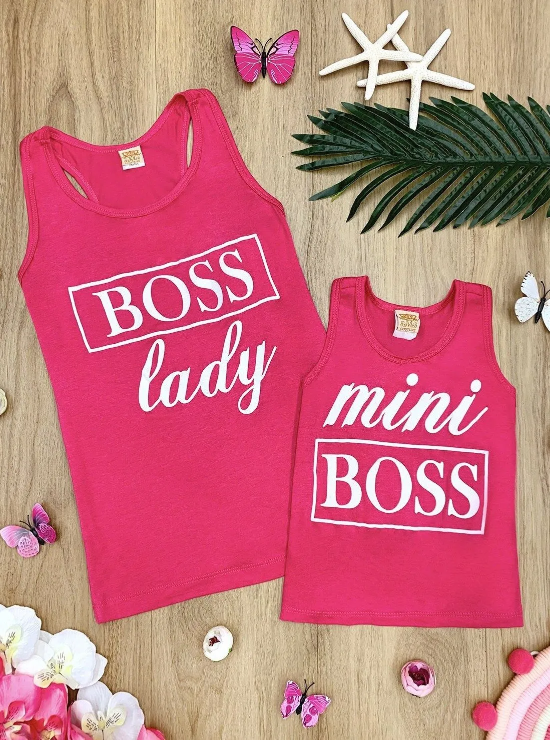 Mommy & Me Fuchsia "Boss Lady" & "Mini Boss" Racerback Graphic Tank