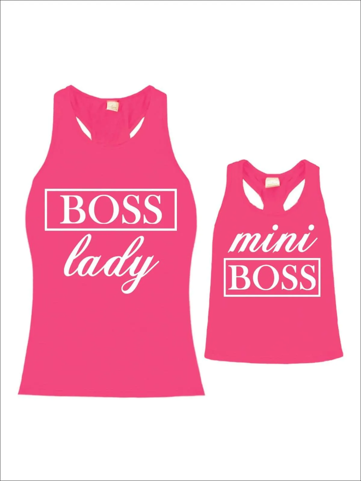 Mommy & Me Fuchsia "Boss Lady" & "Mini Boss" Racerback Graphic Tank