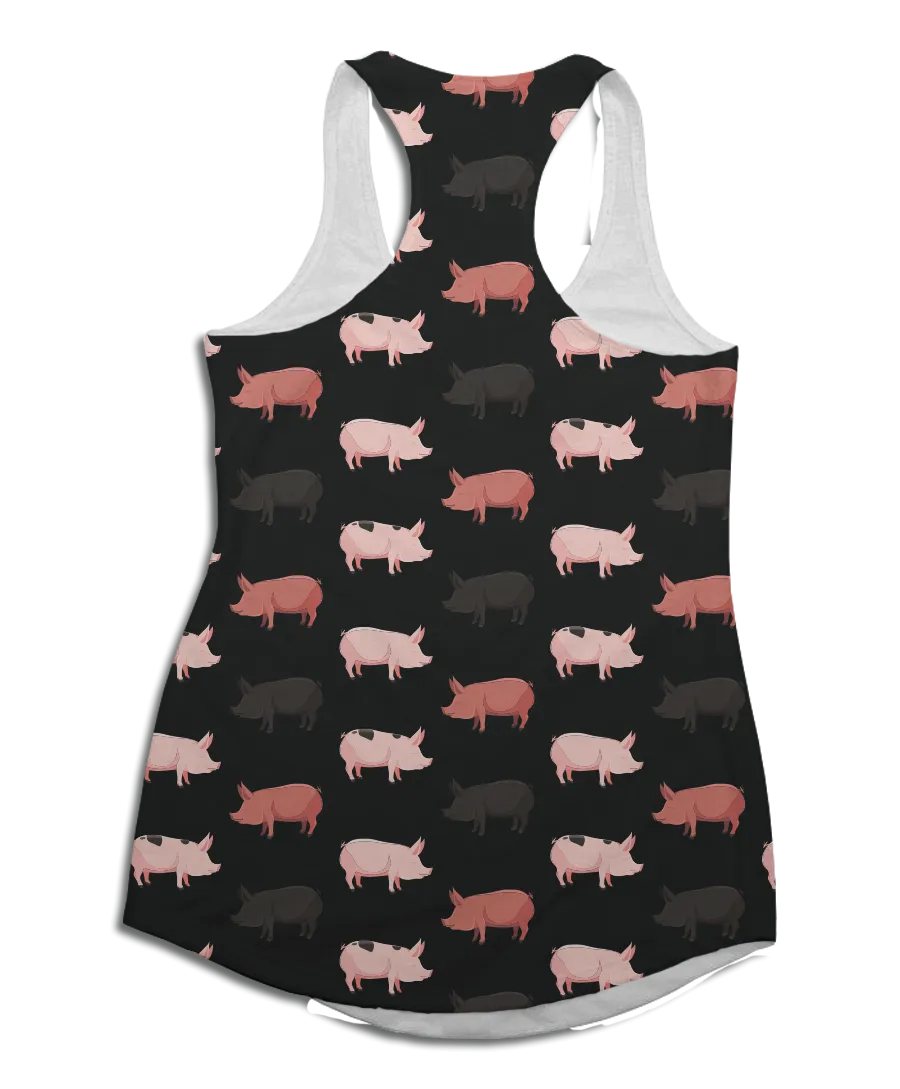 Multicolored Pig Racerback Tank Top