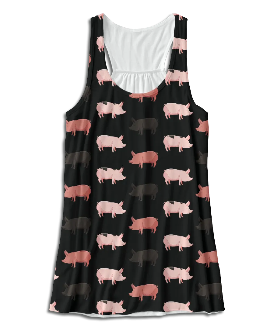 Multicolored Pig Racerback Tank Top