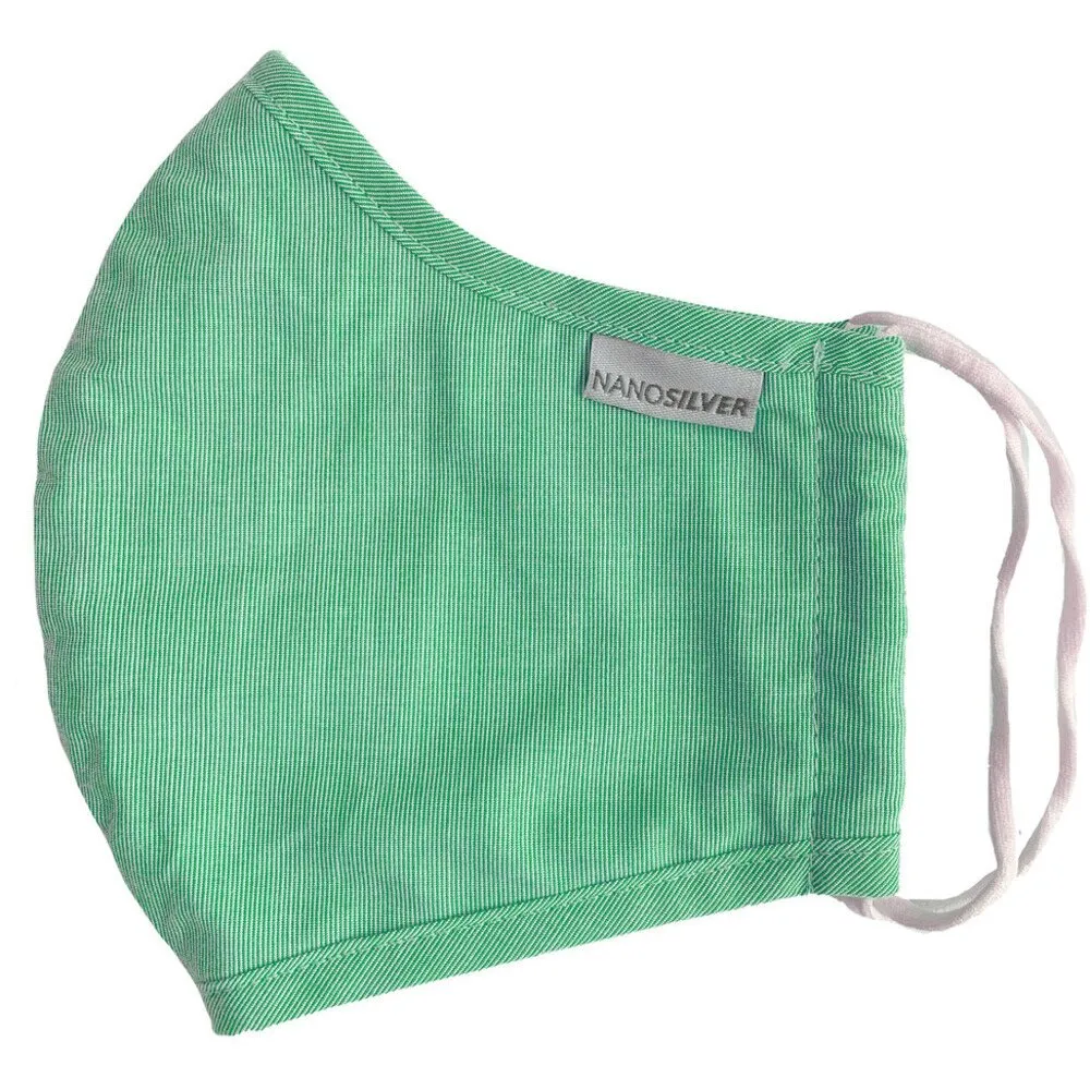 NanoSilver Face Masks - Washable Reusable 3-Ply Antibacterial Knitted Fabric - Rewashable up to 31X / Pack of 5 Masks - Mint Green