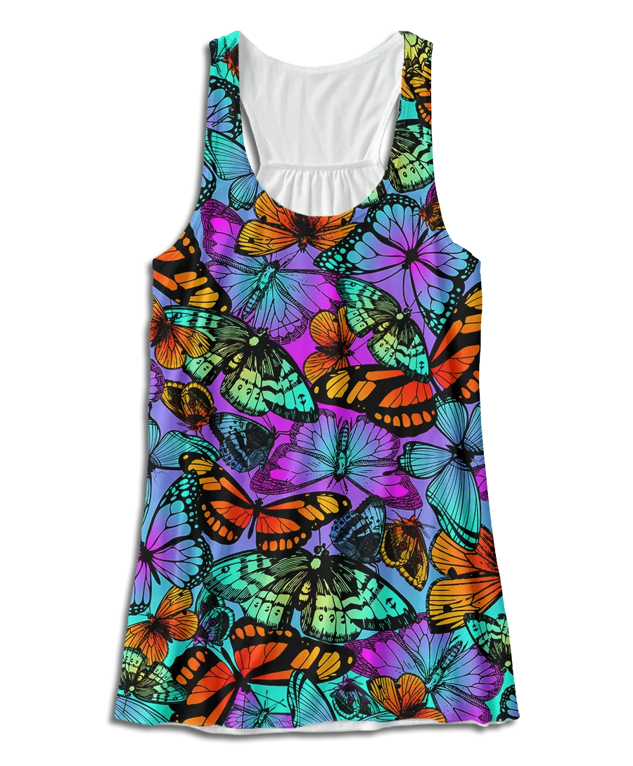 Neon Butterfly Racerback Tank Top