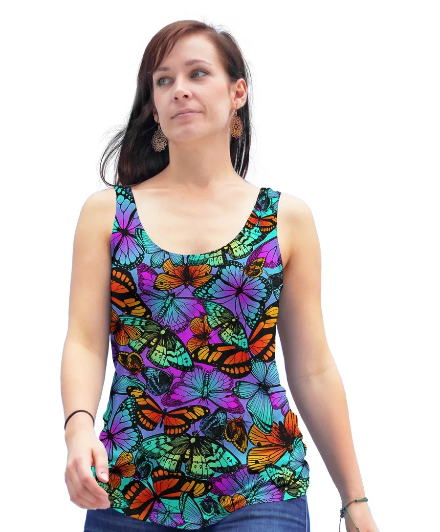 Neon Butterfly Racerback Tank Top