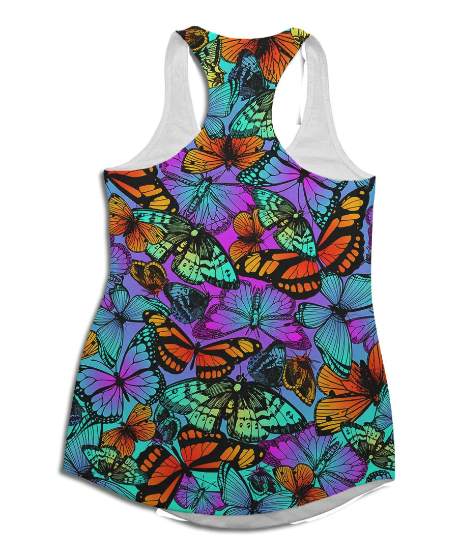 Neon Butterfly Racerback Tank Top