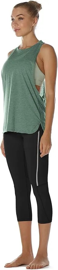 New icyzone Workout Tank Tops for Women - Running Muscle Tank Sport Exercise Gym Yoga Tops Athletic Shirts, Green Sz M