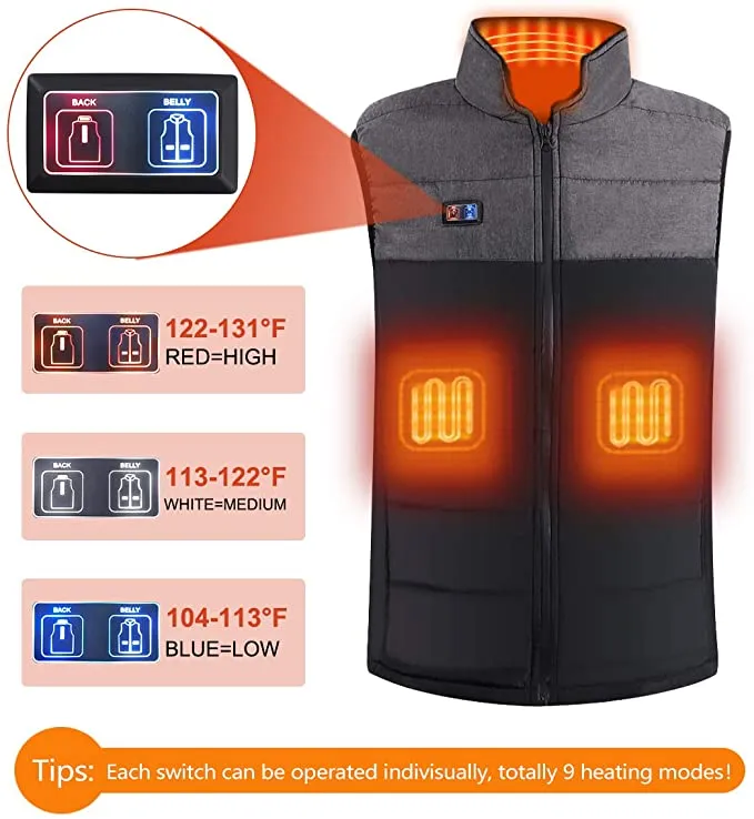 New Unisex Ejoy Heated Vest with 3 Adjustable Temperature USB Rechargeable Winter Thermal Vest, Sz XXL! Fits True!