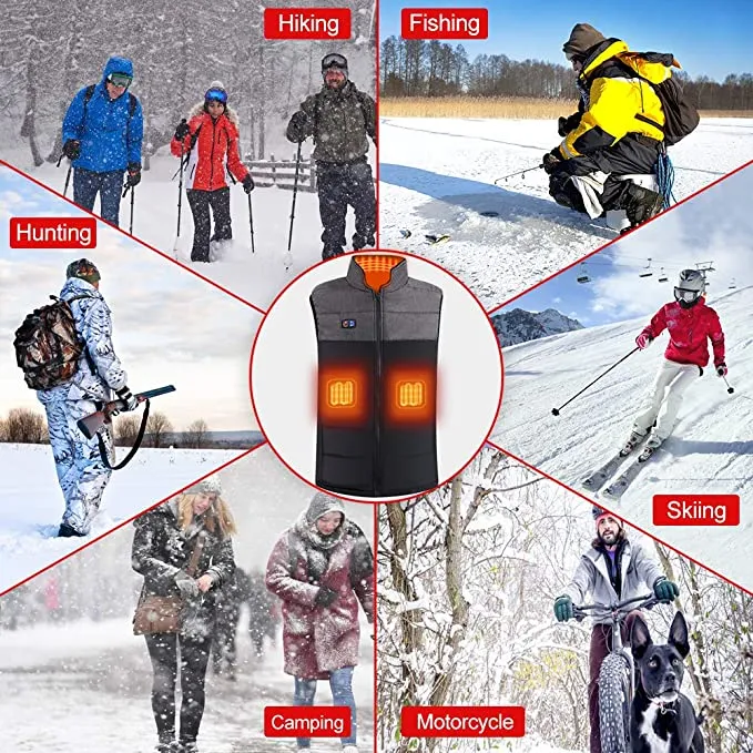 New Unisex Ejoy Heated Vest with 3 Adjustable Temperature USB Rechargeable Winter Thermal Vest, Sz XXL! Fits True!