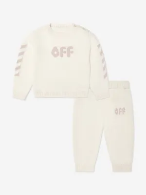 Off-White Baby Off Chunky Knit Tracksuit in White