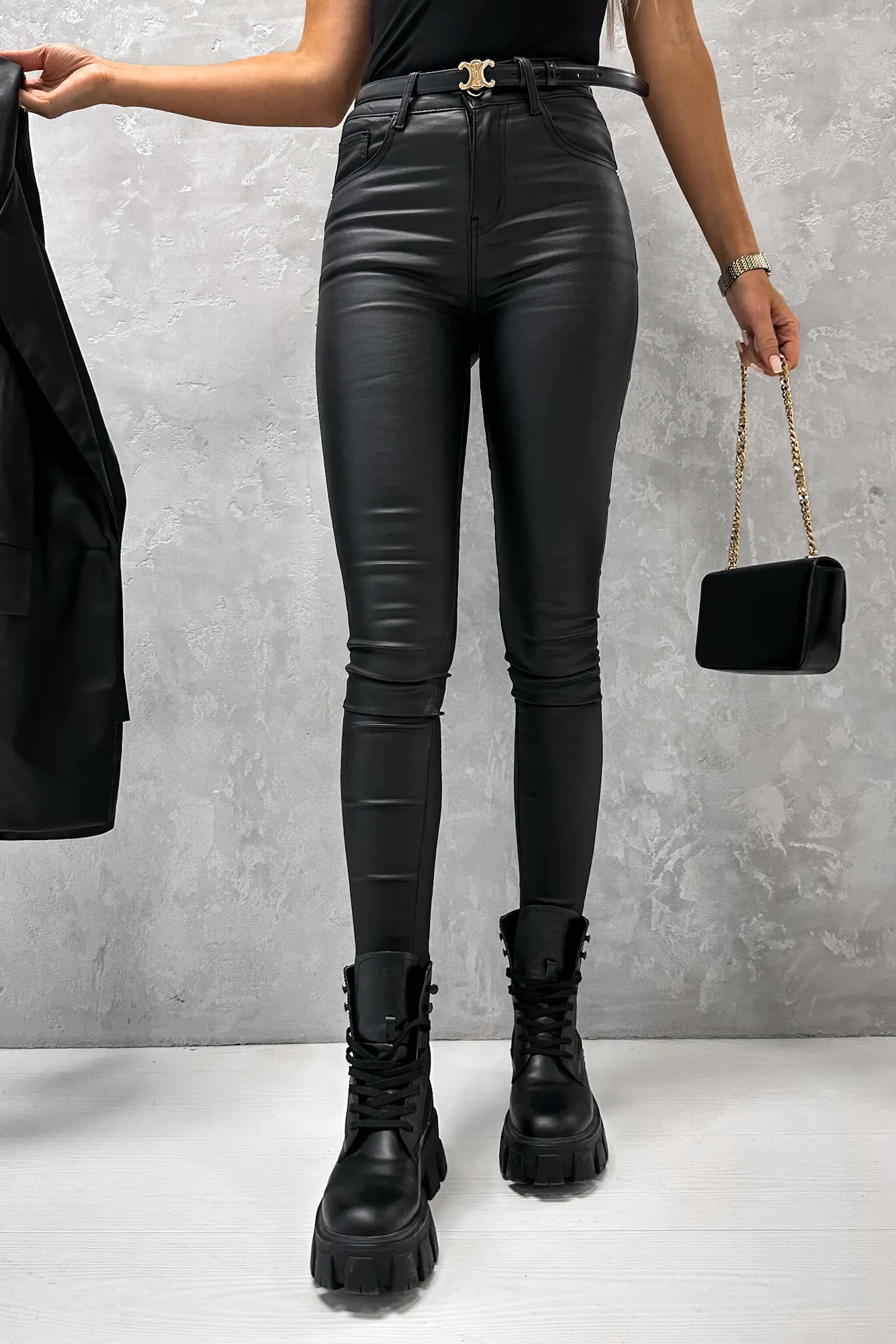 Onika Black Wax Trousers