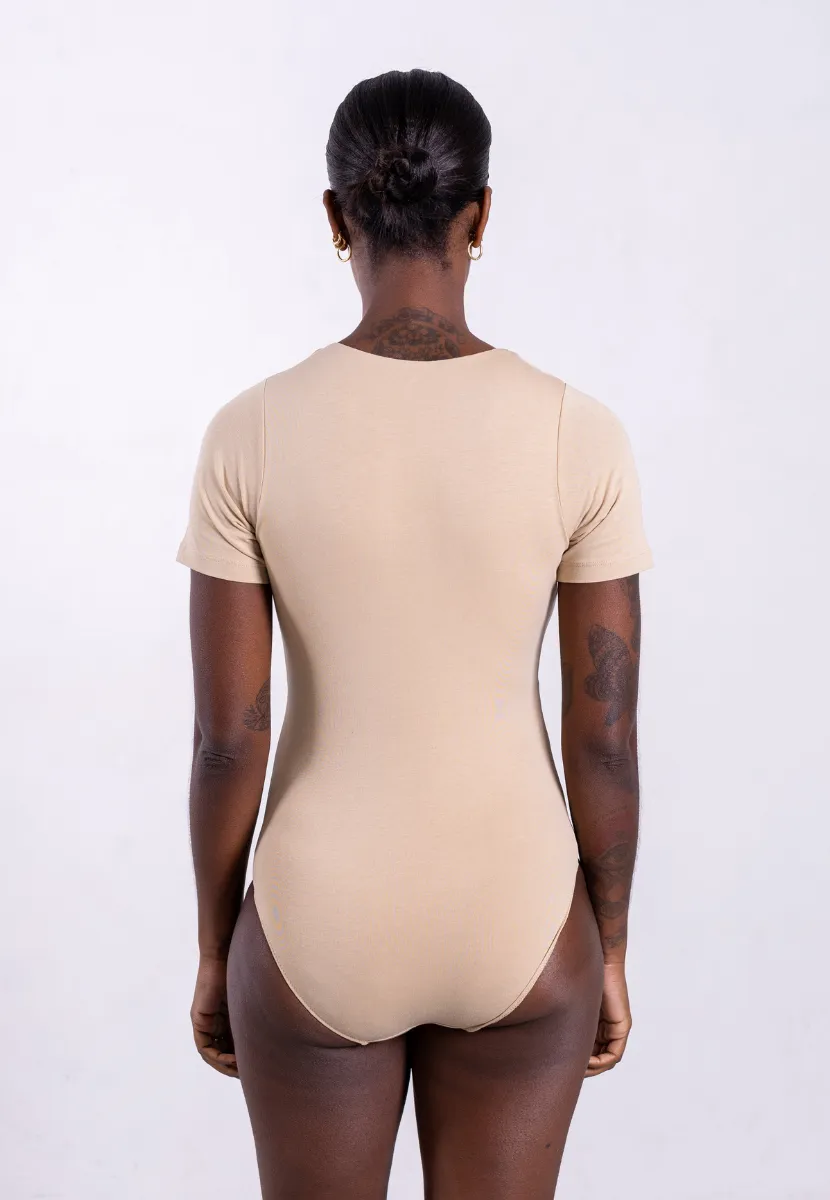 Organic Cotton Crew Bodysuit, Oat