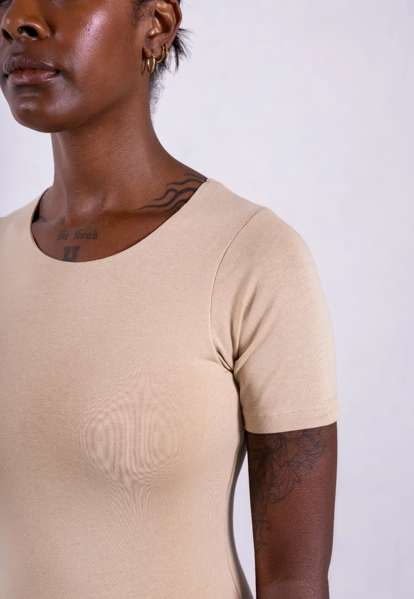 Organic Cotton Crew Bodysuit, Oat