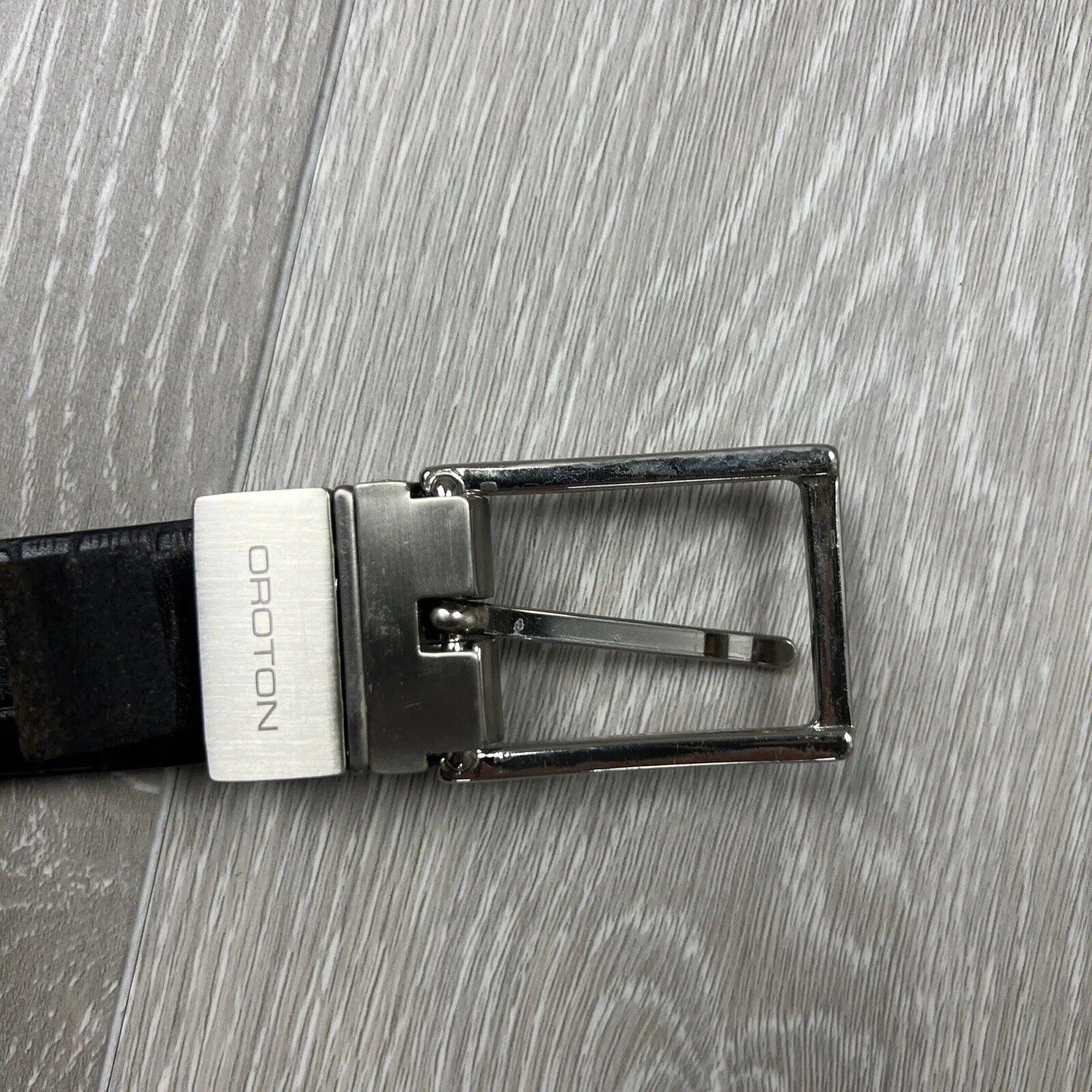 Oroton Mens Black Leather Belt Size 36