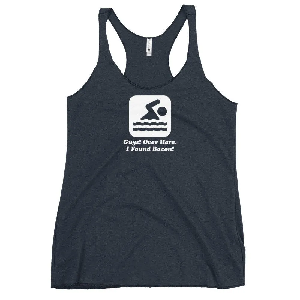 Over Here I Found Bacon Swimmer Womens Racerback Tank
