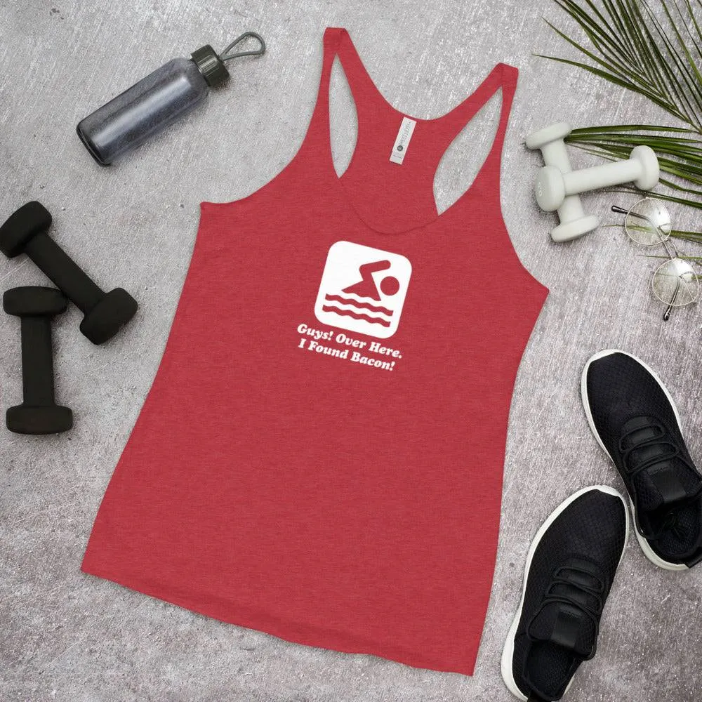Over Here I Found Bacon Swimmer Womens Racerback Tank