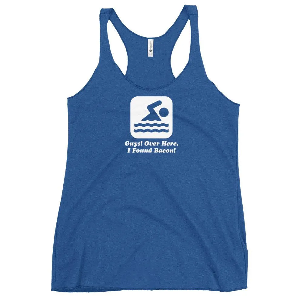 Over Here I Found Bacon Swimmer Womens Racerback Tank