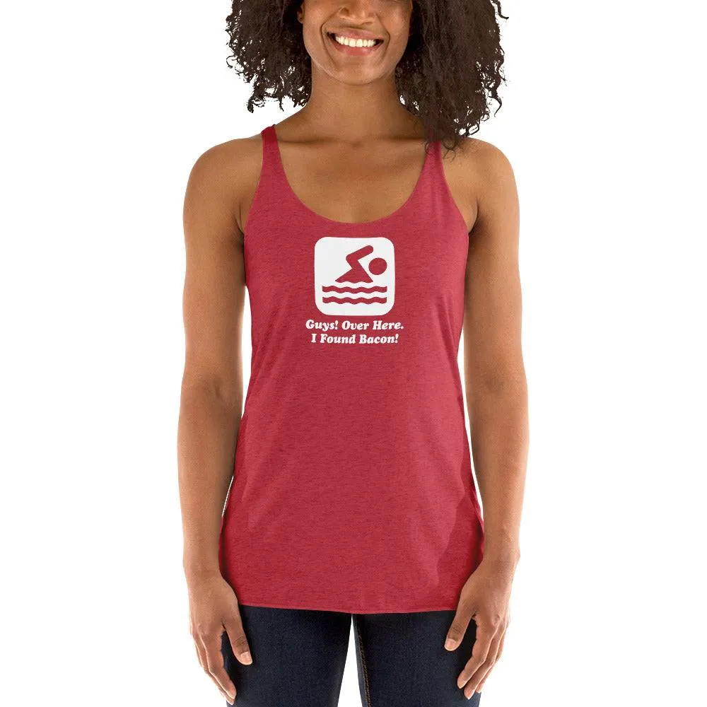 Over Here I Found Bacon Swimmer Womens Racerback Tank