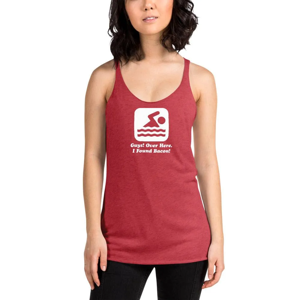 Over Here I Found Bacon Swimmer Womens Racerback Tank