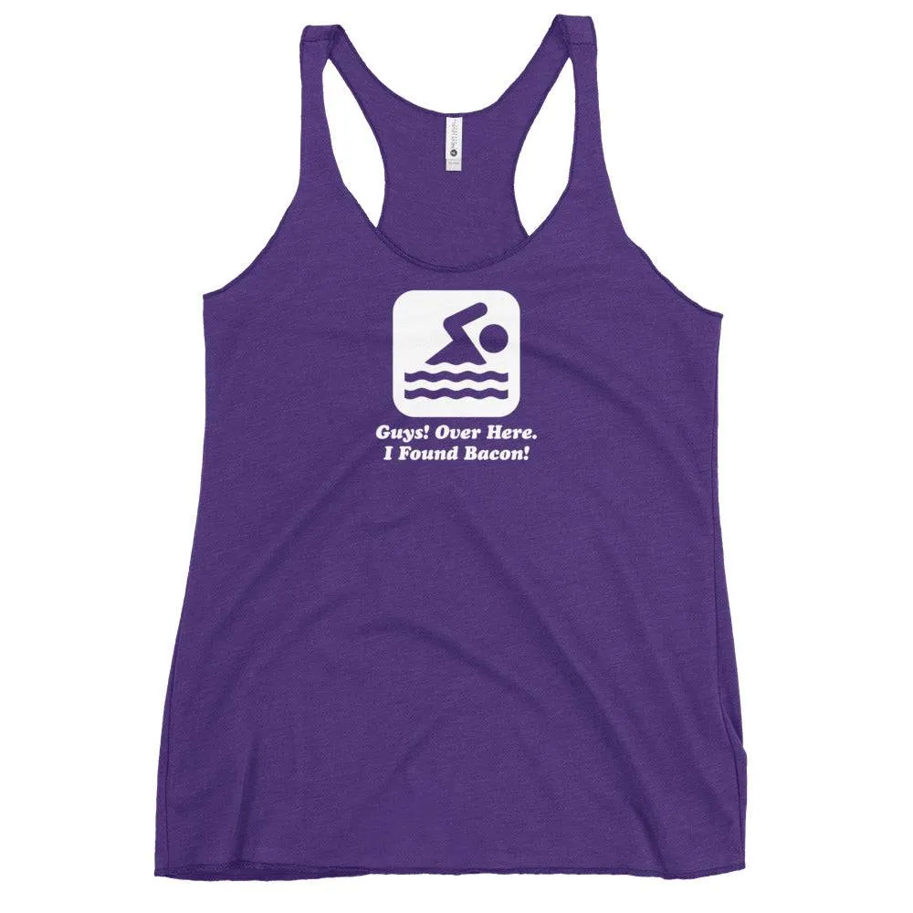 Over Here I Found Bacon Swimmer Womens Racerback Tank