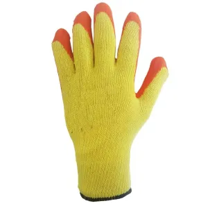 Pairs Latex Coated Orange Rubber Safety Work Gloves Mens Builders Gardening