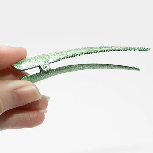 Pastel Green Crackle Finish Beak Clips - Pair