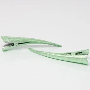 Pastel Green Crackle Finish Beak Clips - Pair