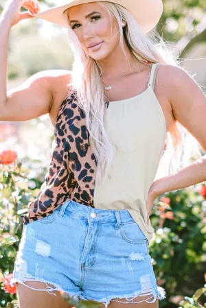 Patchwork Spaghetti Strap Tank Top