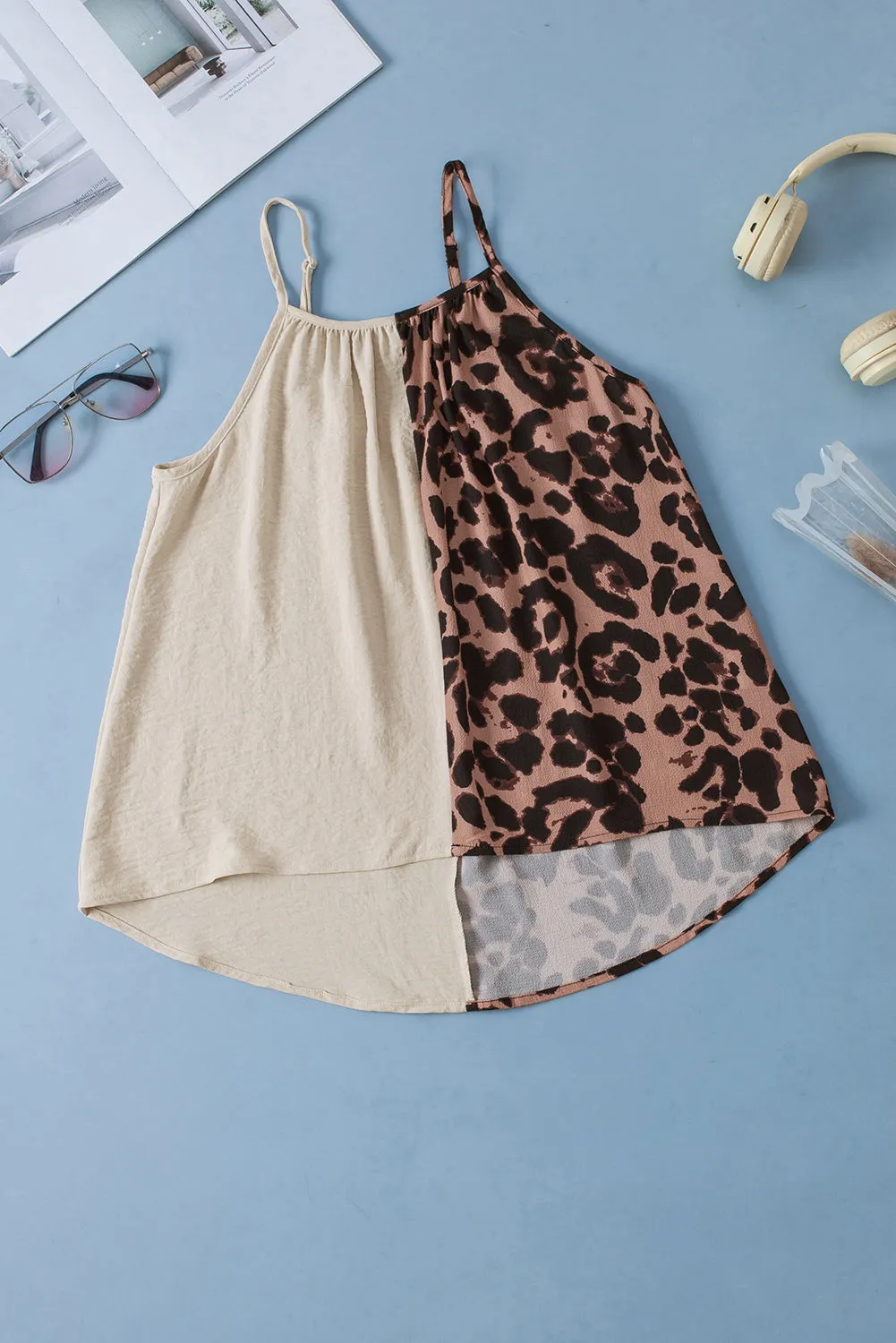 Patchwork Spaghetti Strap Tank Top