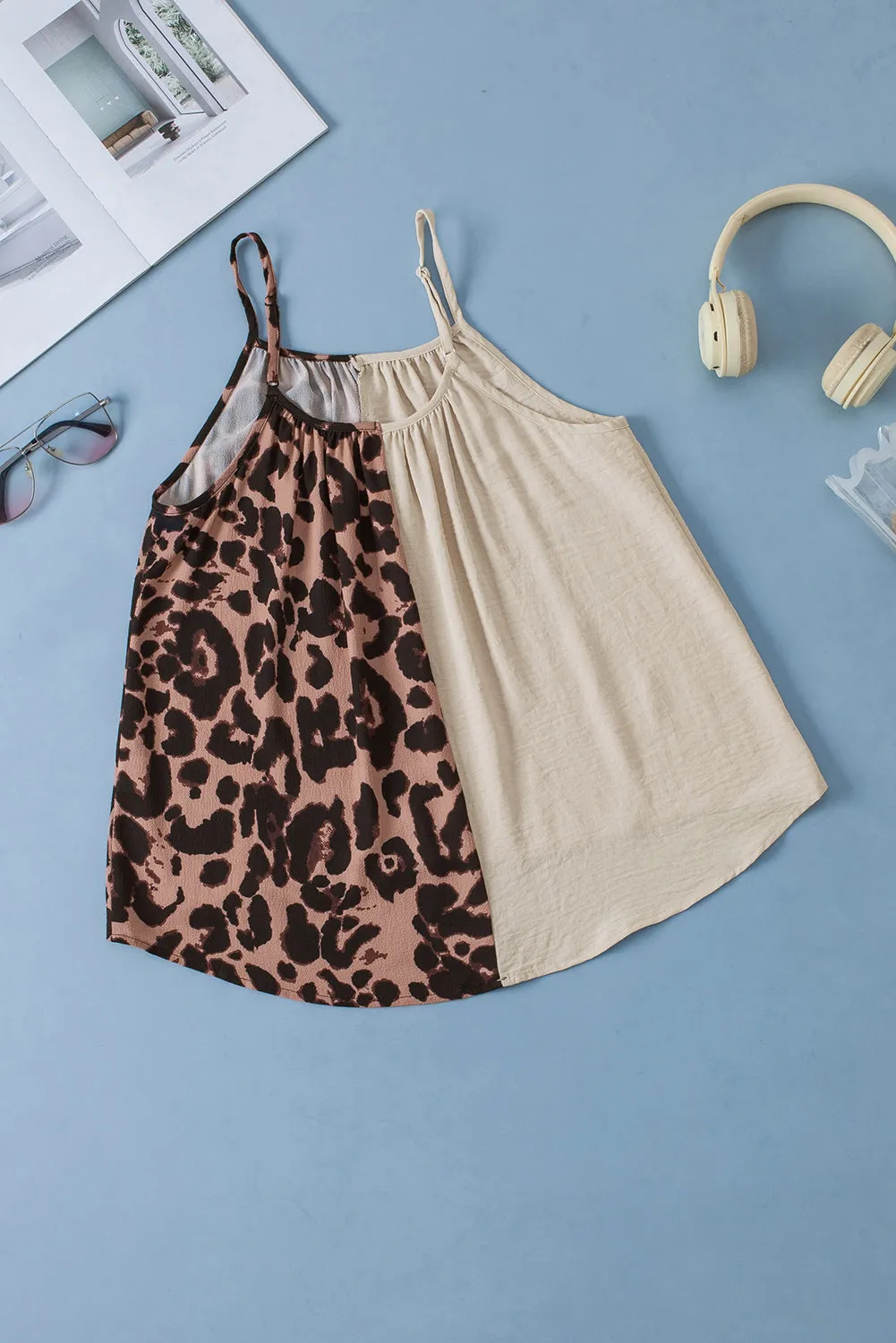 Patchwork Spaghetti Strap Tank Top