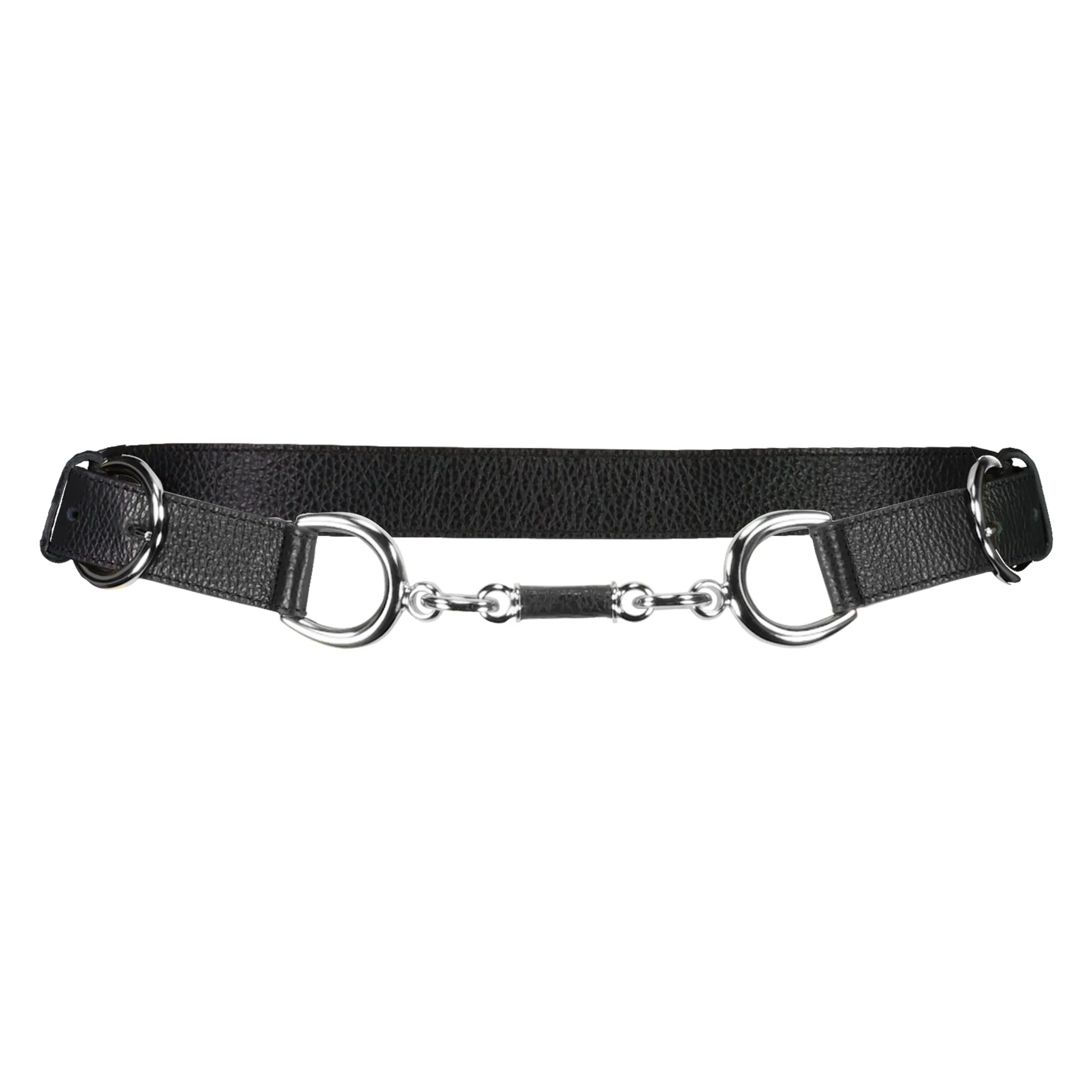 PAULA RYAN Metal Trimmed Leather Belt - Black/Nickel