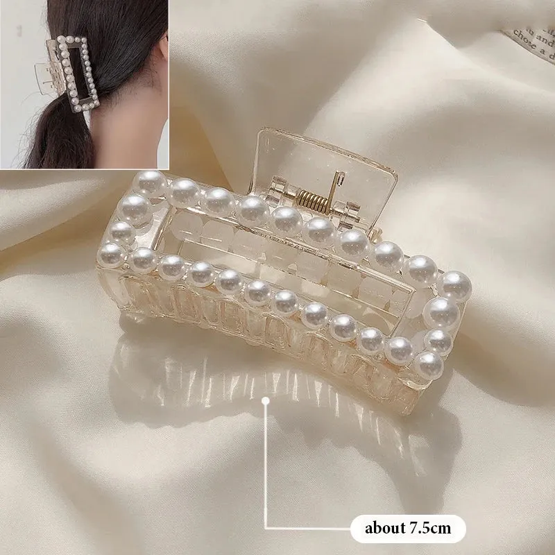 Pearl Acrylic Hair Claw Clips