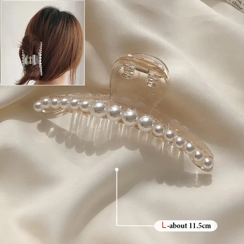 Pearl Acrylic Hair Claw Clips