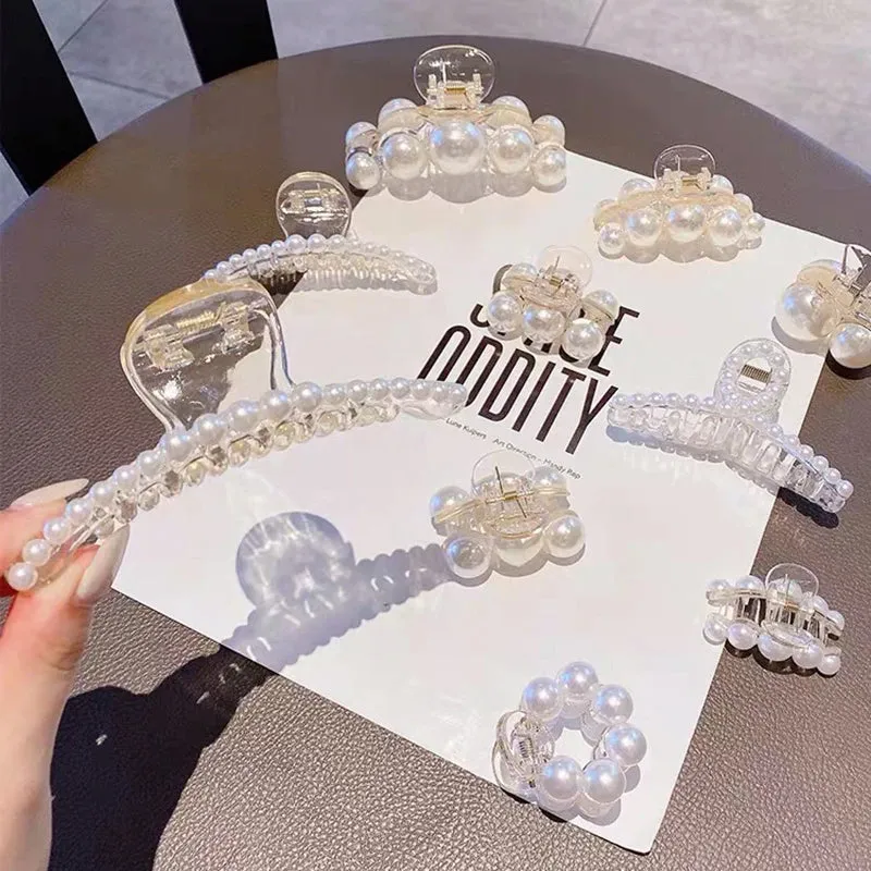 Pearl Acrylic Hair Claw Clips