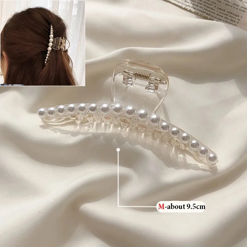 Pearl Acrylic Hair Claw Clips