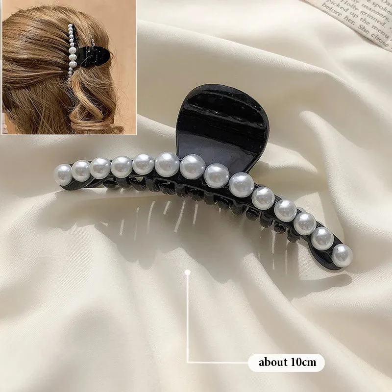 Pearl Acrylic Hair Claw Clips