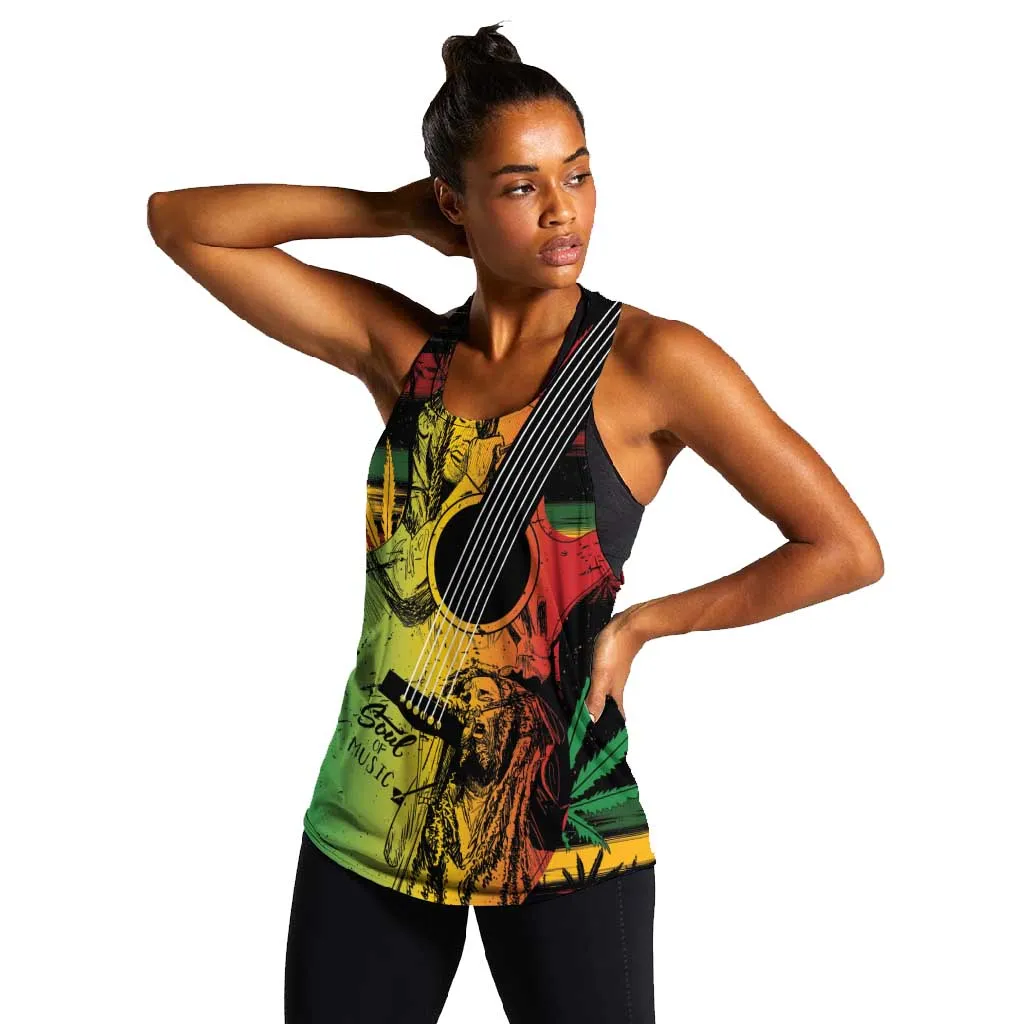 Personalised Afro Reggae Women Racerback Tank Soul of Music Sketch Style LT7
