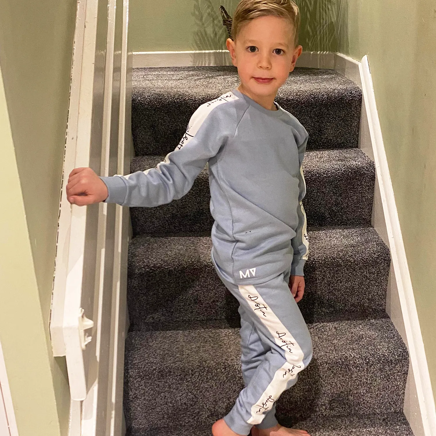 Personalised Repetitive Script Stripe Tracksuit - 5 colour options for Boys & Girls