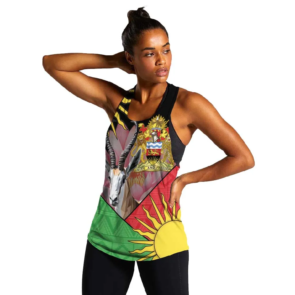 Personalized Africa Malawi Women Racerback Tank Thomsons Gazelle With Lotus LT15