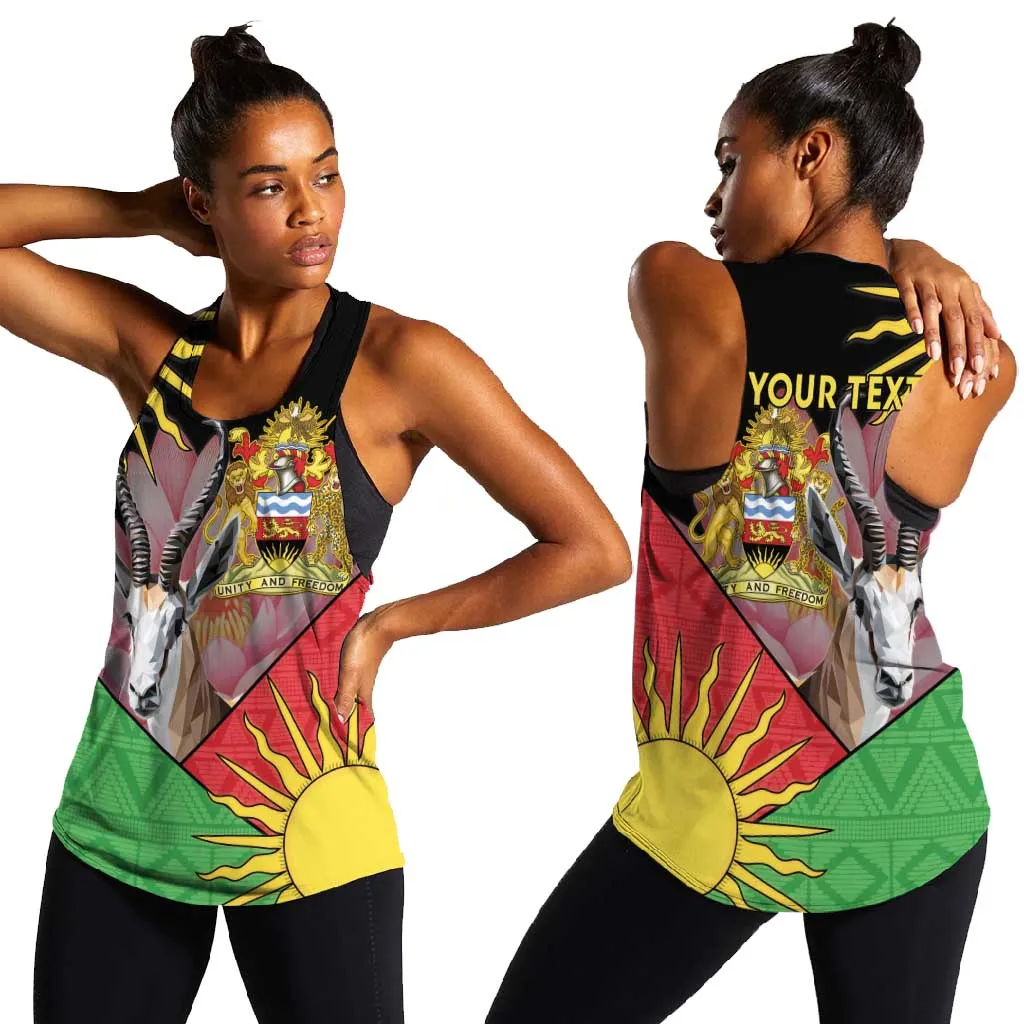 Personalized Africa Malawi Women Racerback Tank Thomsons Gazelle With Lotus LT15