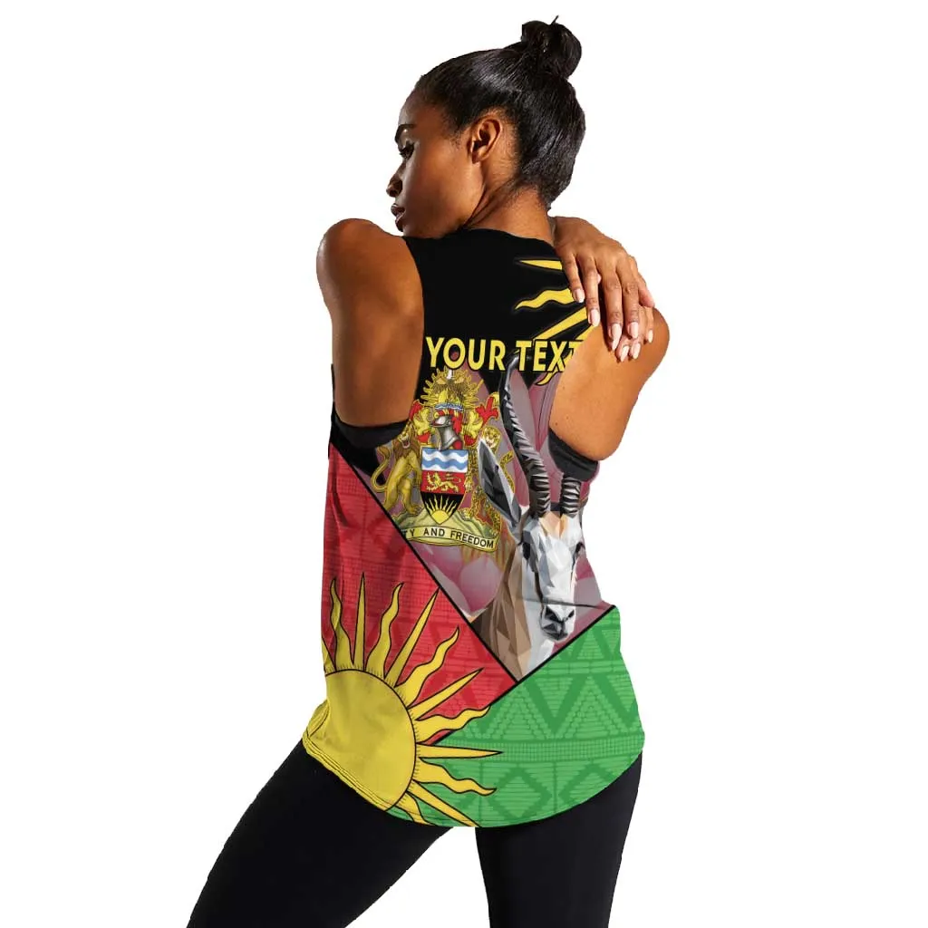 Personalized Africa Malawi Women Racerback Tank Thomsons Gazelle With Lotus LT15