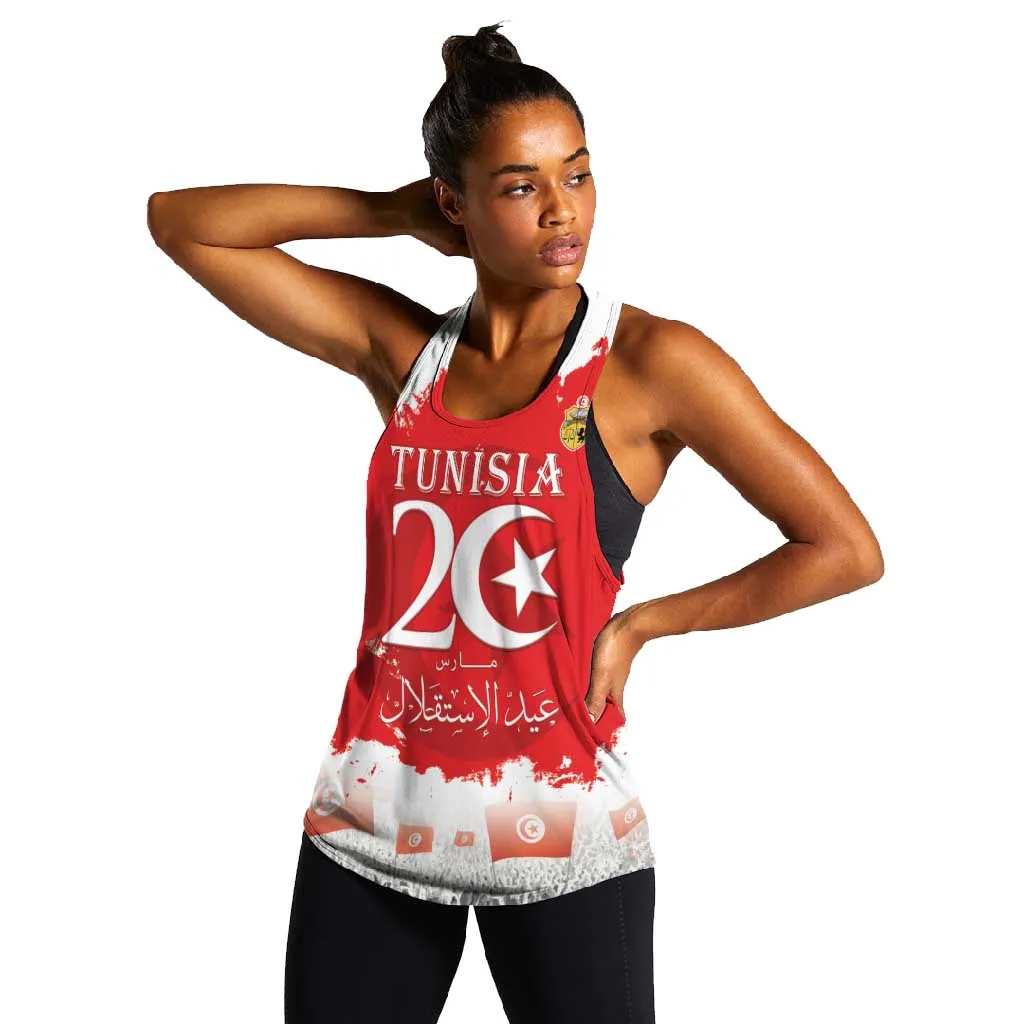 Personalized Afro Tunisia Women Racerback Tank Happy 69th Anniversary Independence LT15