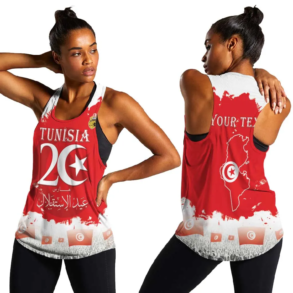 Personalized Afro Tunisia Women Racerback Tank Happy 69th Anniversary Independence LT15