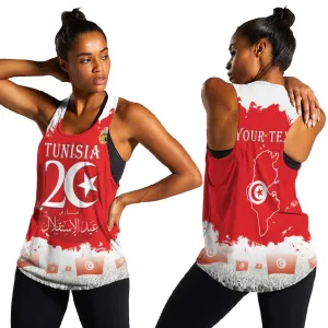 Personalized Afro Tunisia Women Racerback Tank Happy 69th Anniversary Independence LT15