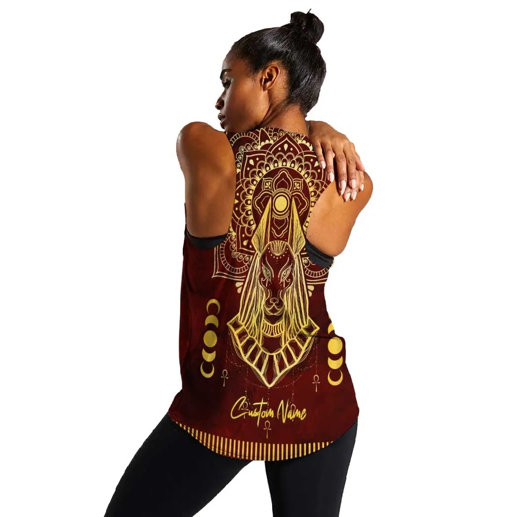 Personalized Anubis Women Racerback Tank Ancient Egyptian Pattern In Red DT02